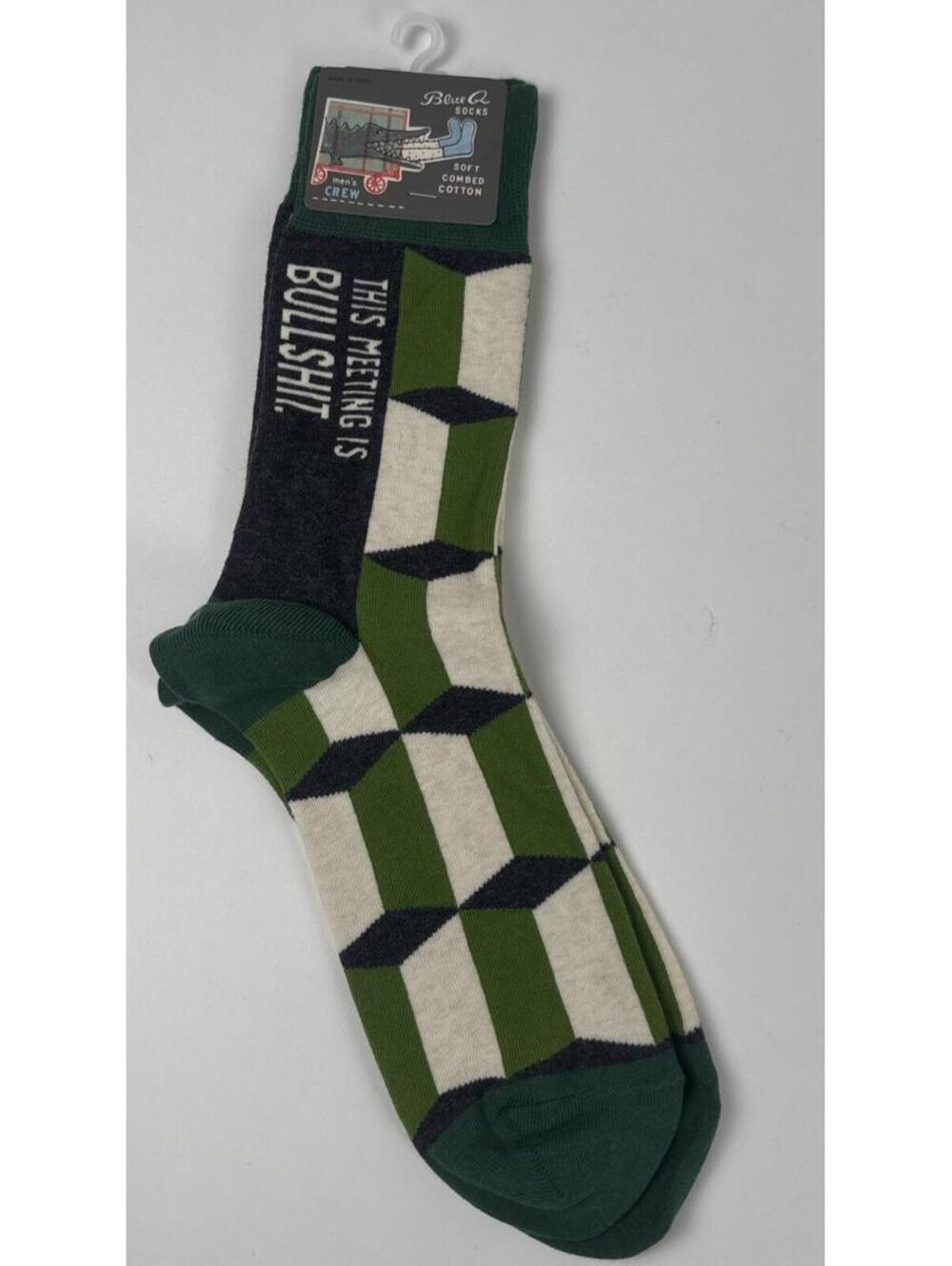 Blue Q Men's Crew Socks THIS MEETING IS BULL SH*T Size 7-12